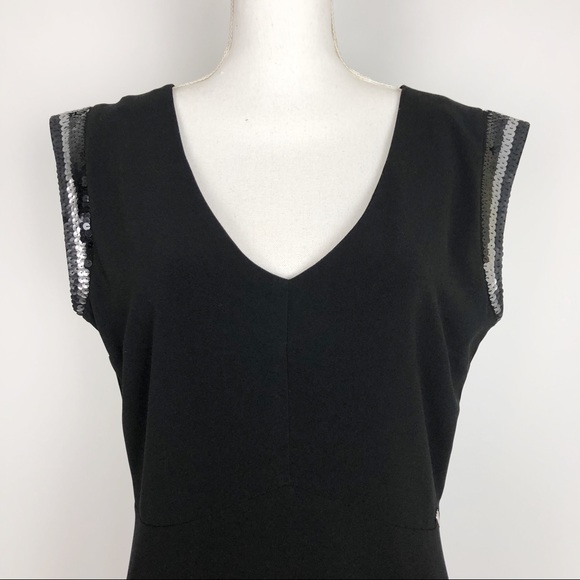 Blugirl Sequined Cap Sleeve V-Neck Shift Dress - Picture 4 of 8